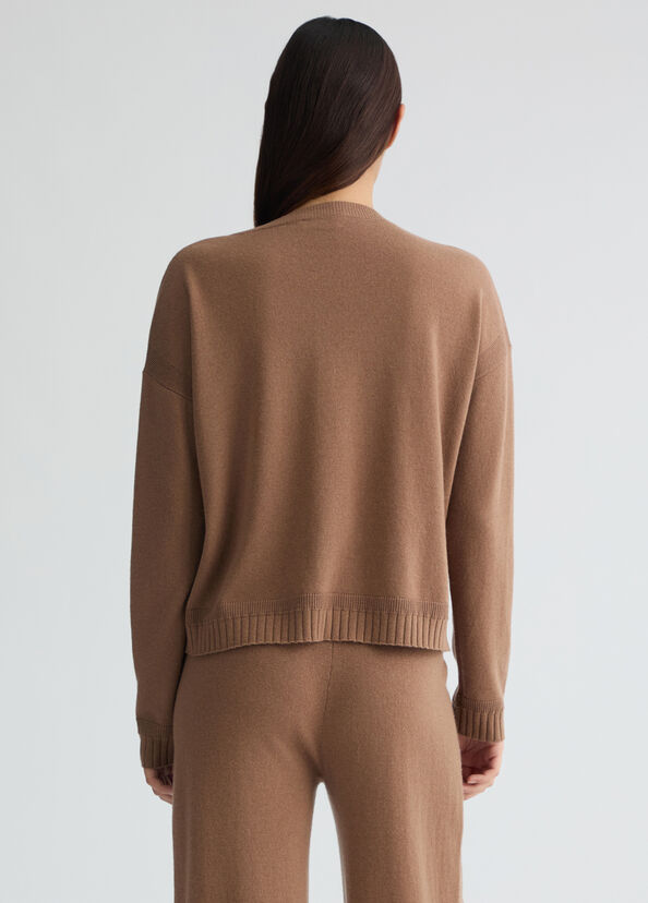 Liu Jo Maglia marrone in lana e cashmere Vendita