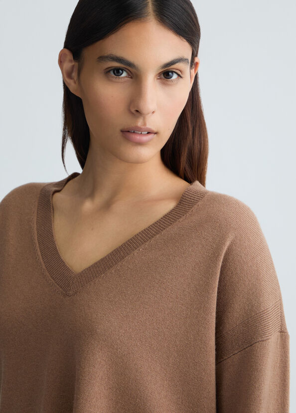 Liu Jo Maglia marrone in lana e cashmere Vendita