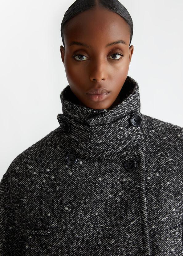 Liu Jo Cappotto doppiopetto in misto lana bouclé Saldi