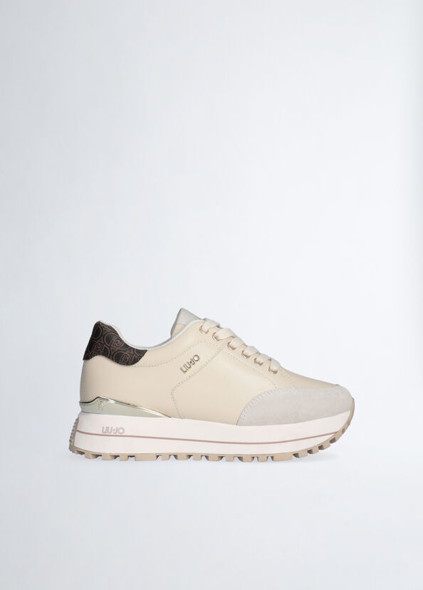 Liu Jo Sneakers platform in pelle beige Consegna Veloce