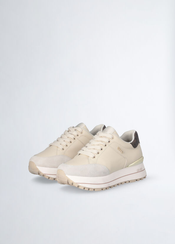 Liu Jo Sneakers platform in pelle beige Consegna Veloce