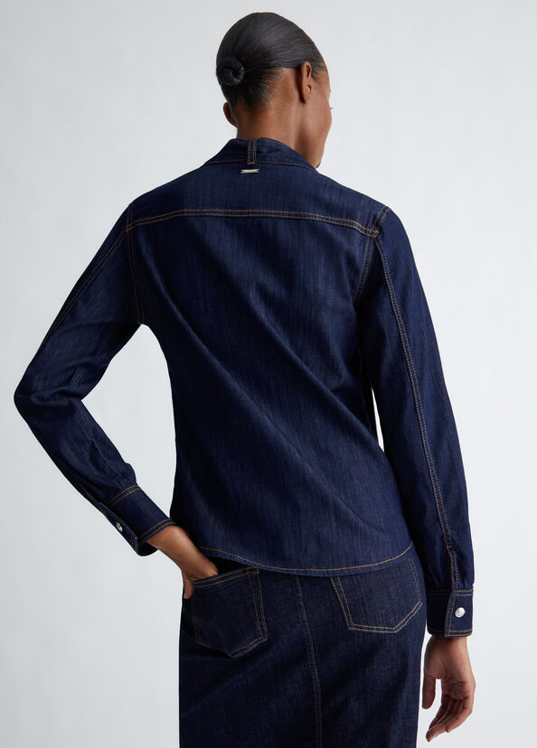 Liu Jo Camicia in denim con fiocco Nuovo