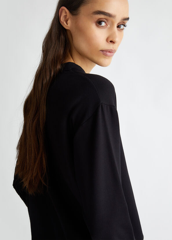 Liu Jo Felpa nera con inserto in maglia Hotsell