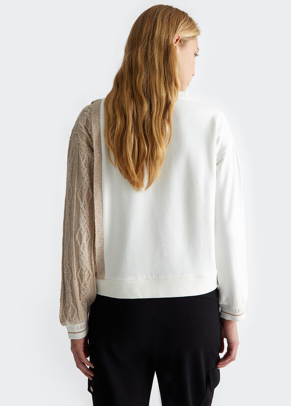 Liu Jo Felpa bianca con inserto in maglia Moda