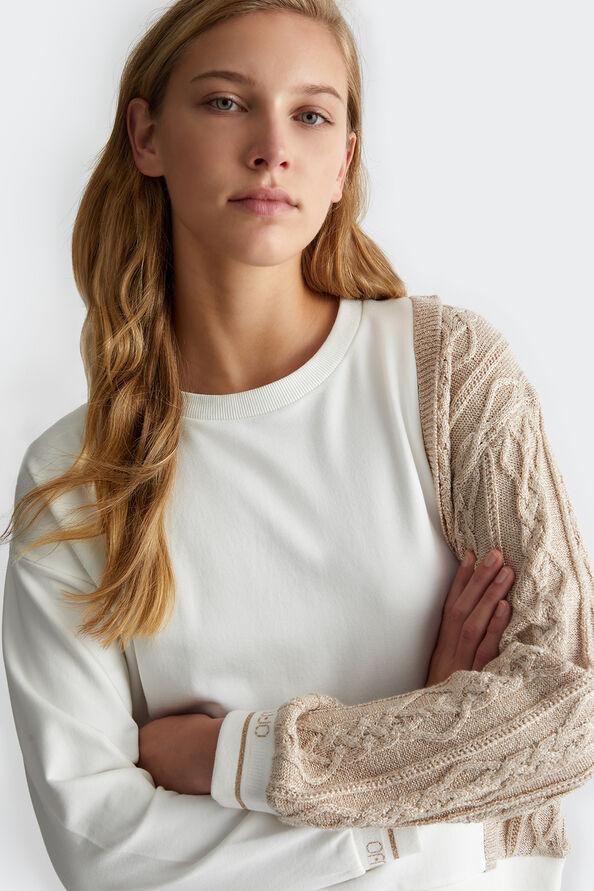 Liu Jo Felpa bianca con inserto in maglia Moda