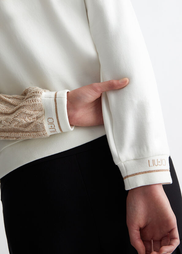 Liu Jo Felpa bianca con inserto in maglia Moda
