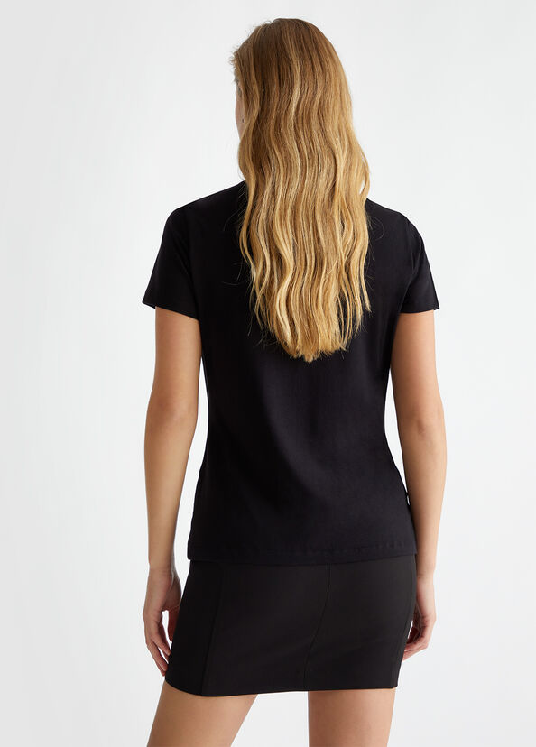 Liu Jo T-shirt in cotone con strass Italia