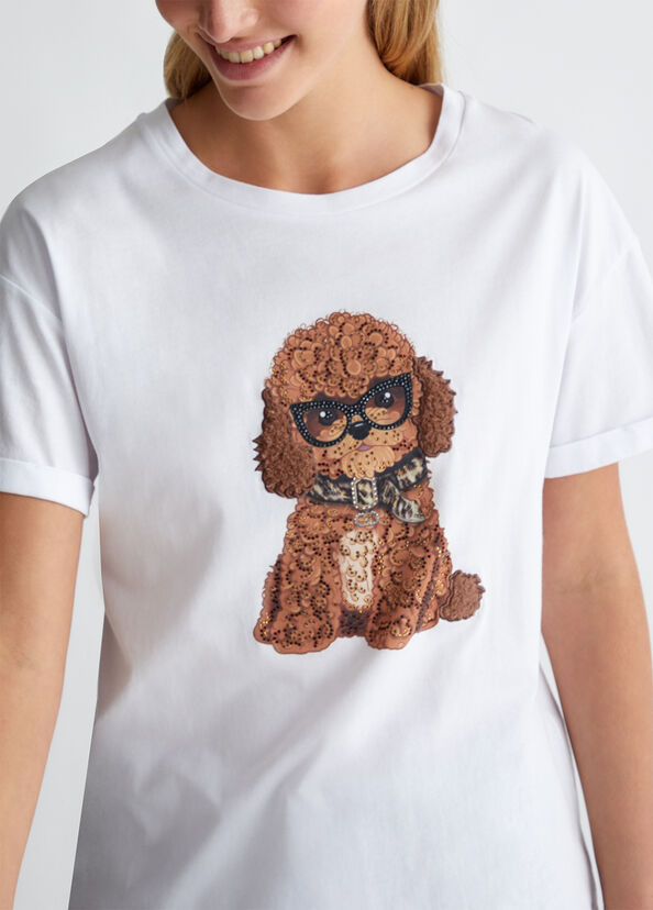 Liu Jo T-shirt con stampa e applicazioni Fino Al -60%