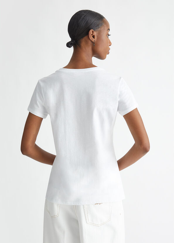 Liu Jo T-shirt con logo e strass Sconto
