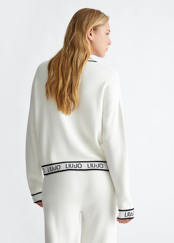 Liu Jo Maglia in misto seta con logo Pezzi Unici