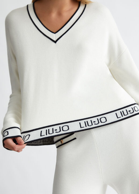 Liu Jo Maglia in misto seta con logo Pezzi Unici