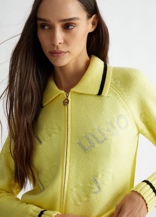 Liu Jo Cardigan in misto lana con logo Promozione Limitata