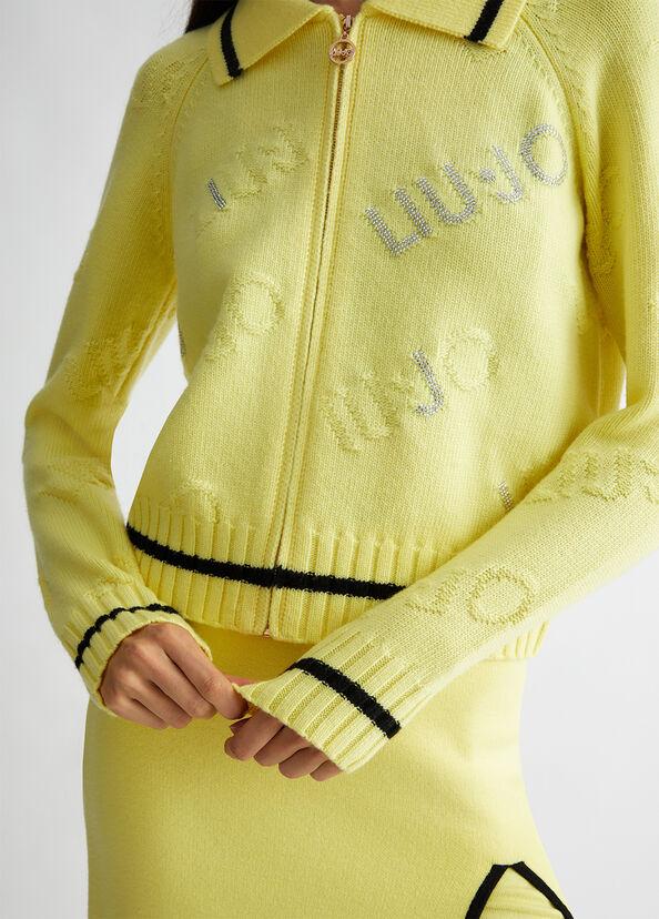 Liu Jo Cardigan in misto lana con logo Promozione Limitata