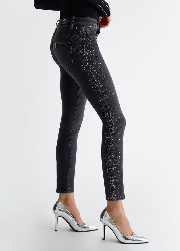 Liu Jo Jeans skinny bottom up con strass Nuova