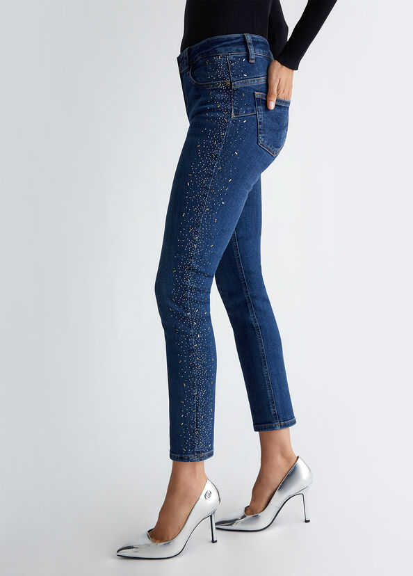 Liu Jo Jeans skinny bottom up con strass Promozione