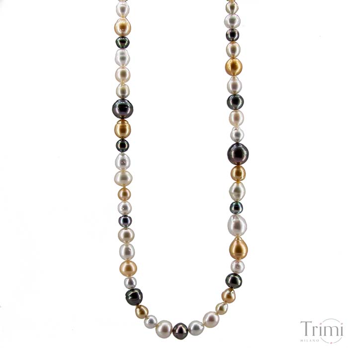 Trimi Gioielli Collana con perle Australiane e Tahiti In Linea