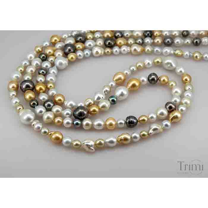Trimi Gioielli Collana con perle Australiane e Tahiti In Linea