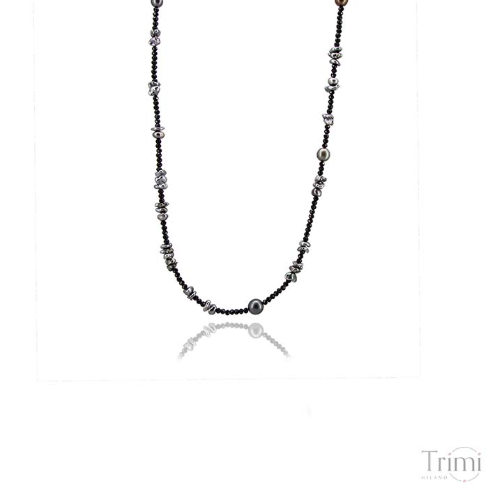 Trimi Gioielli Collana con perle di tahiti e spinello e keshi Consegna Veloce