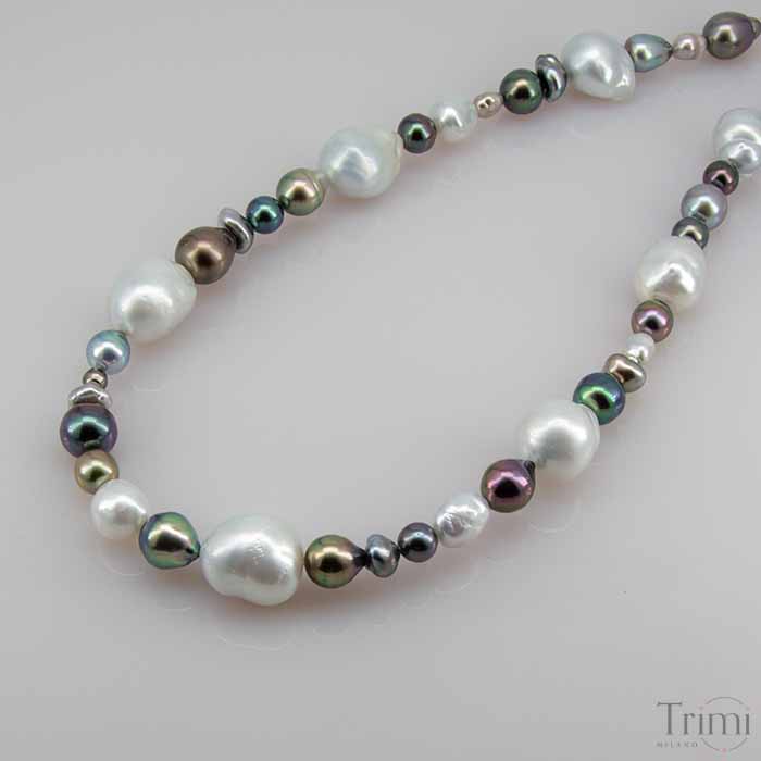 Trimi Gioielli Collana con perle Australiane e Tahiti Presa