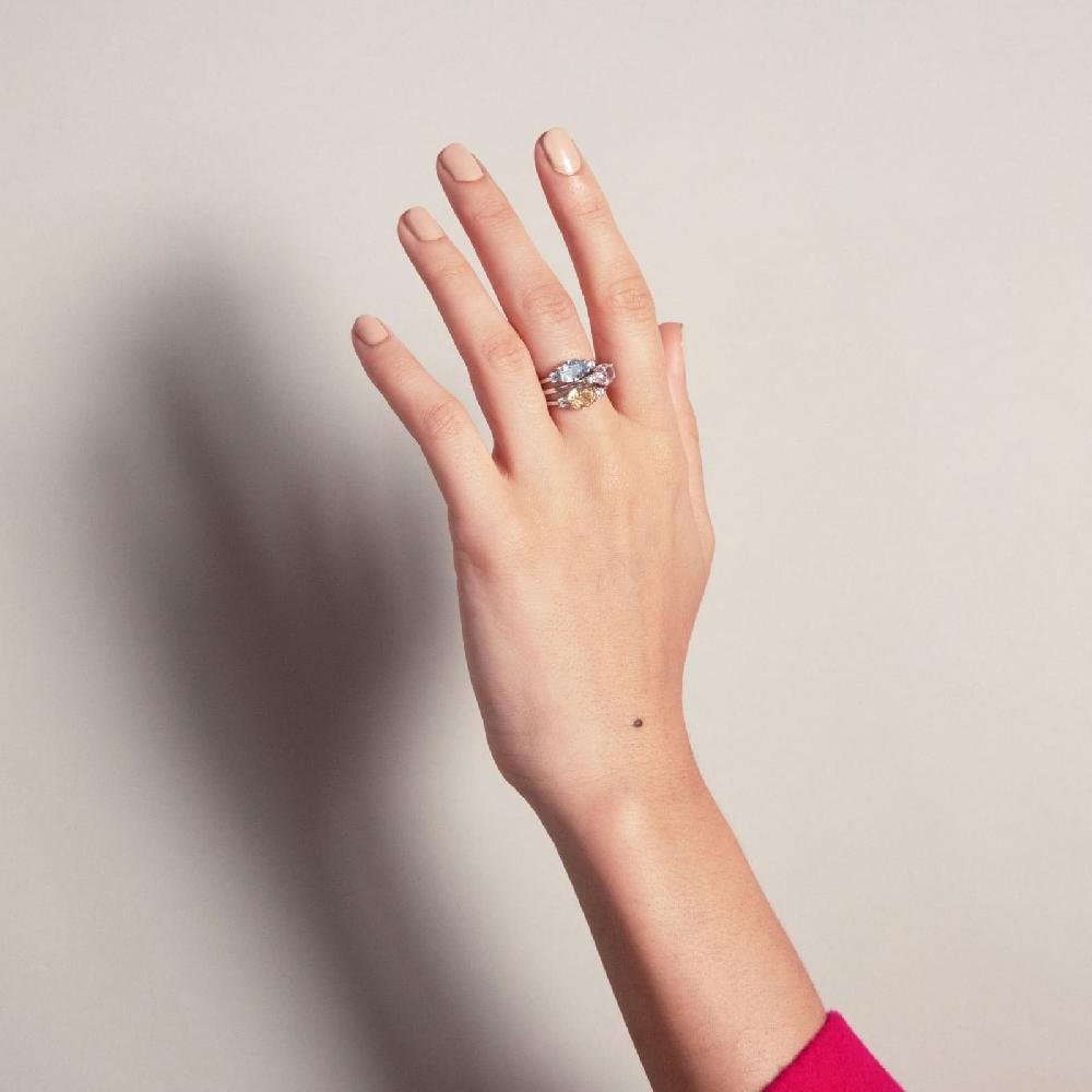 Unoaerre Anello solitario in argento con cubic zirconia rosa | UNOAERRE Gioielli Economico