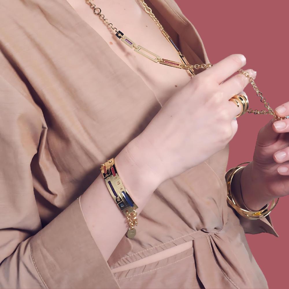 Unoaerre Bracciale in bronzo dorato e smalto colorato | UNOAERRE Gioielli Sconto