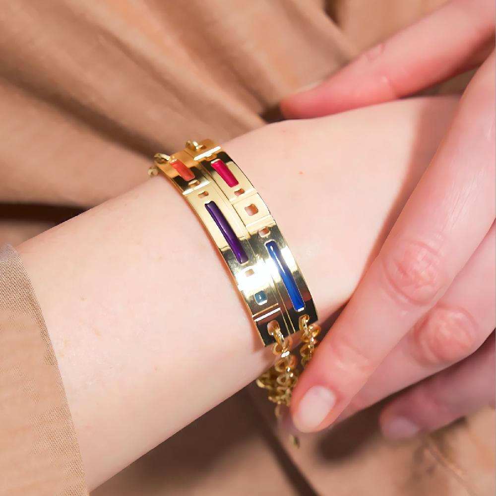 Unoaerre Bracciale in bronzo dorato e smalto colorato | UNOAERRE Gioielli Sconto