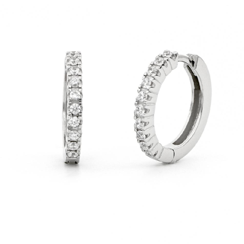 Unoaerre Orecchini a cerchio in argento con zirconi | UNOAERRE Gioielli Outlet