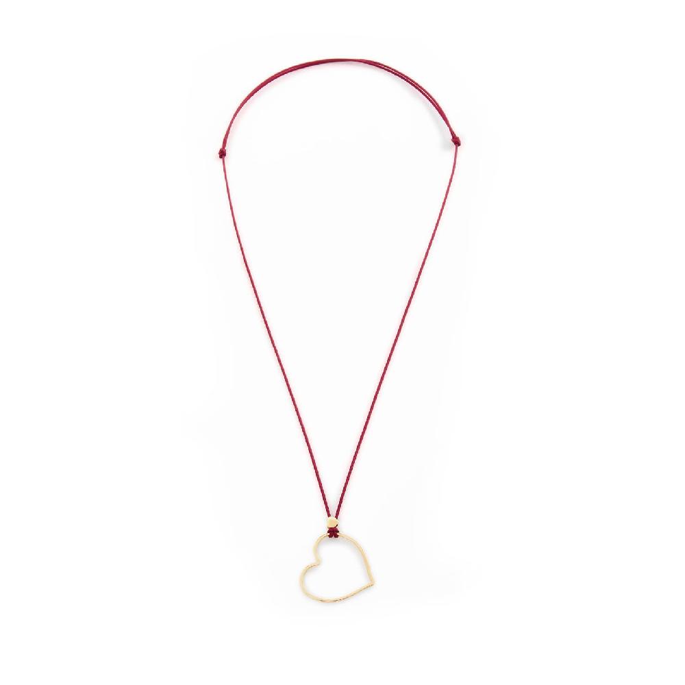 Unoaerre Collana con pendente cuore in oro e cordino rosso | UNOAERRE Gioielli Prezzo Ridotto