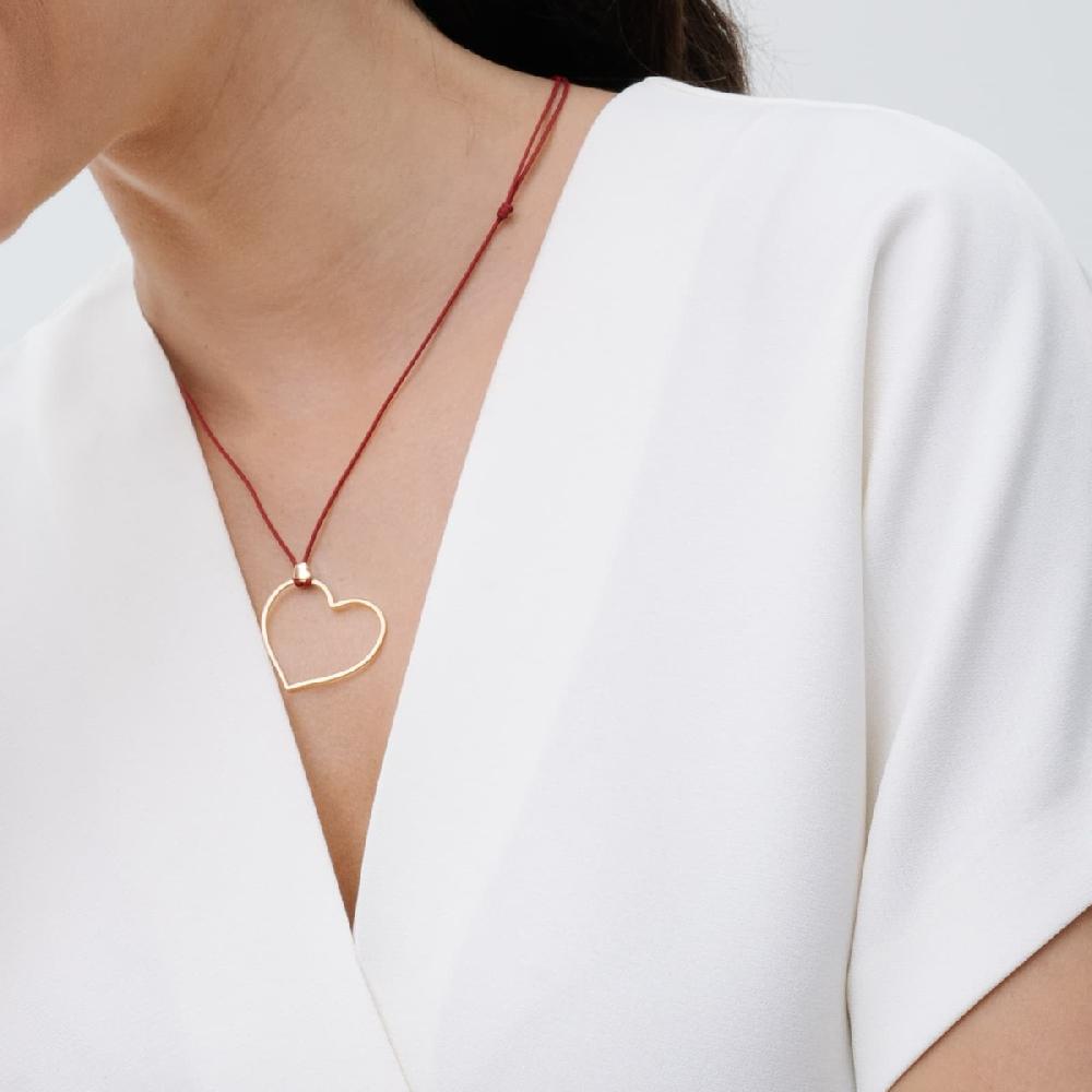Unoaerre Collana con pendente cuore in oro e cordino rosso | UNOAERRE Gioielli Prezzo Ridotto