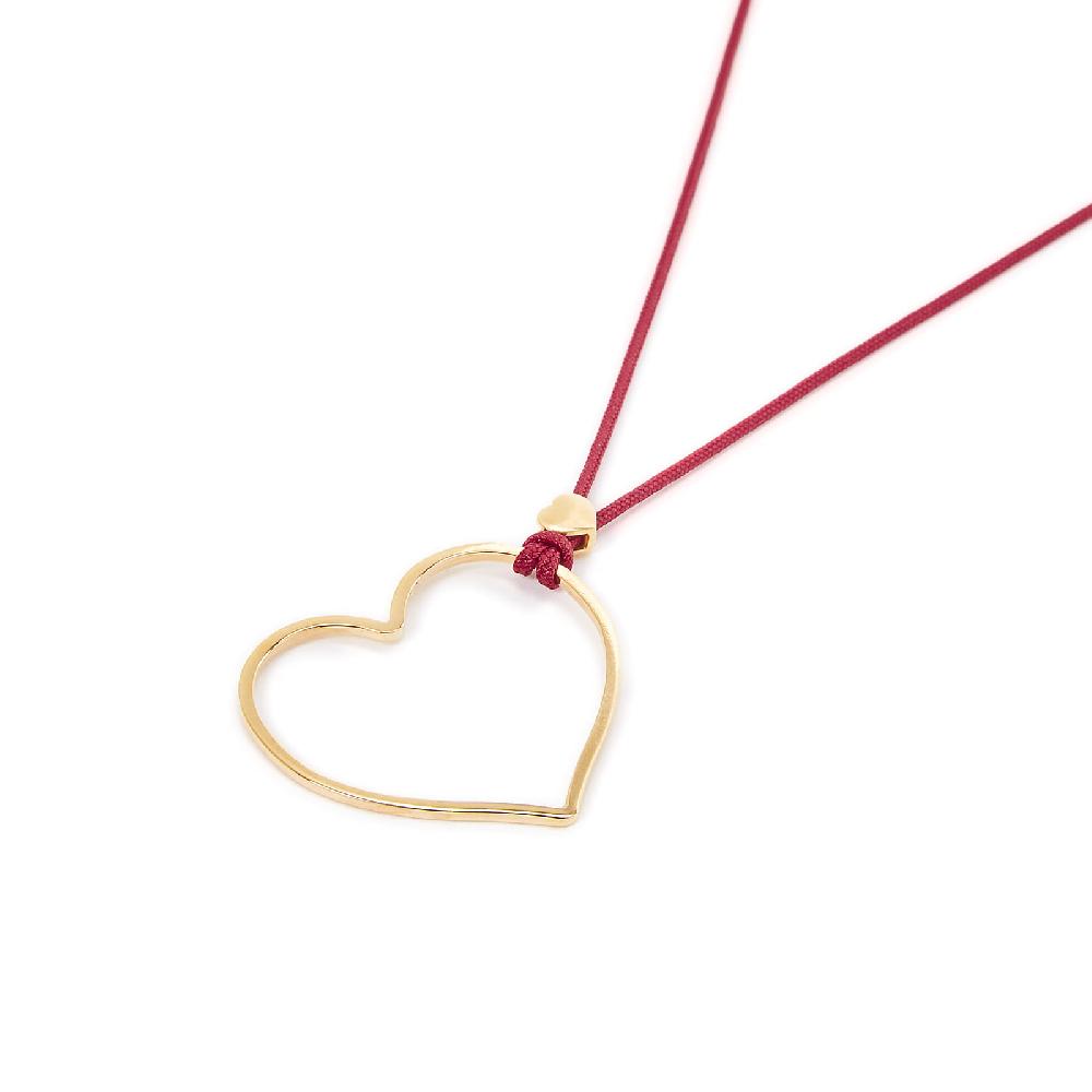 Unoaerre Collana con pendente cuore in oro e cordino rosso | UNOAERRE Gioielli Prezzo Ridotto