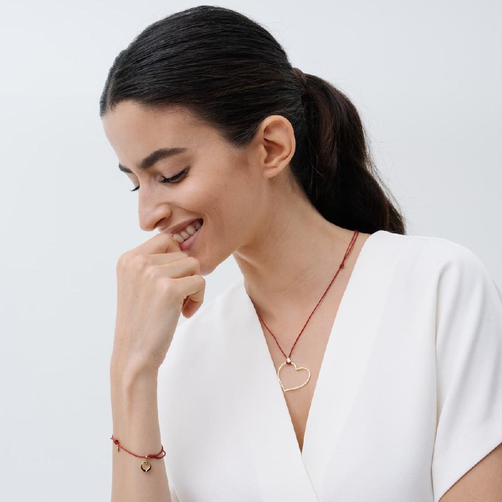 Unoaerre Collana con pendente cuore in oro e cordino rosso | UNOAERRE Gioielli Prezzo Ridotto