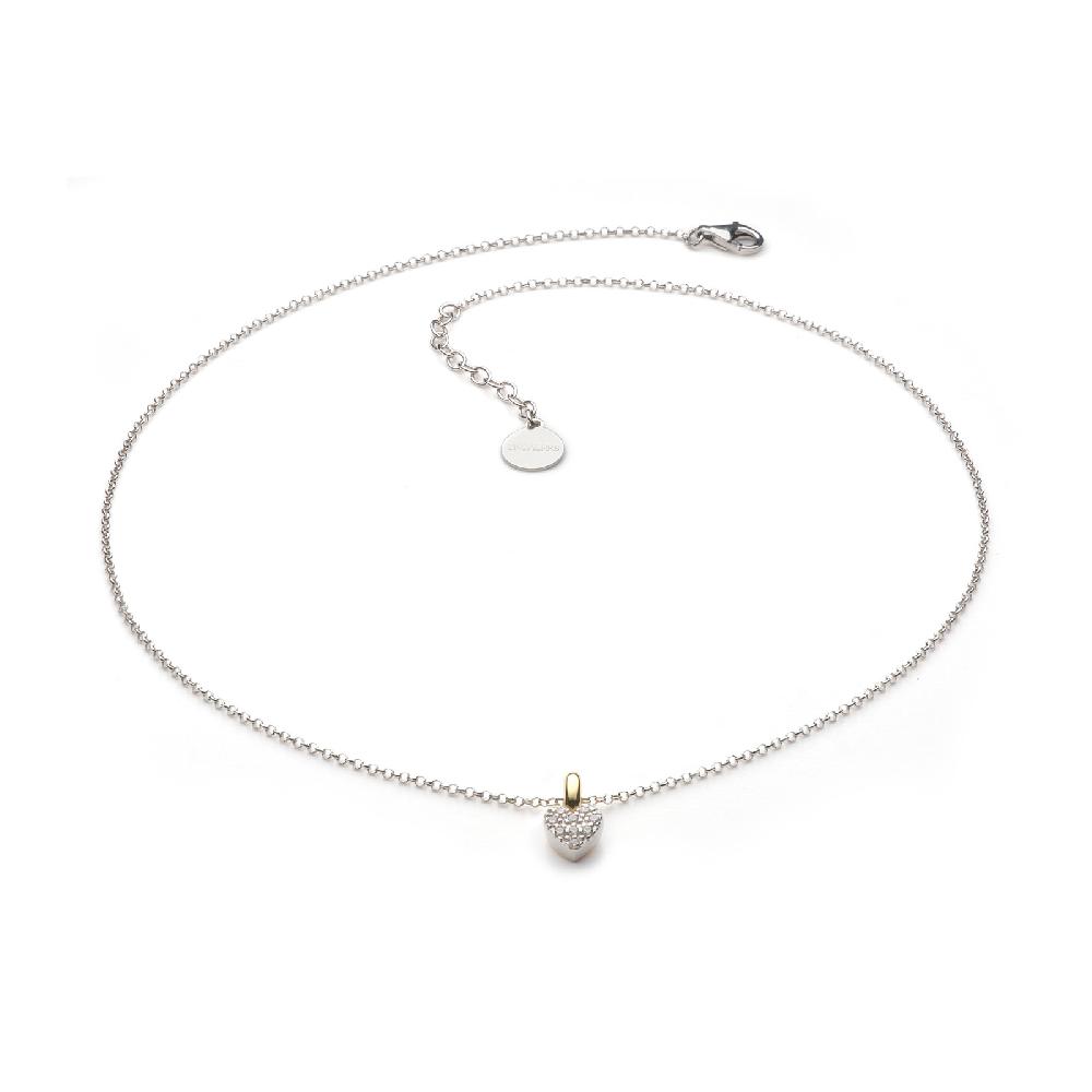 Unoaerre Collana in argento con cuore e zirconi | UNOAERRE Gioielli Outlet
