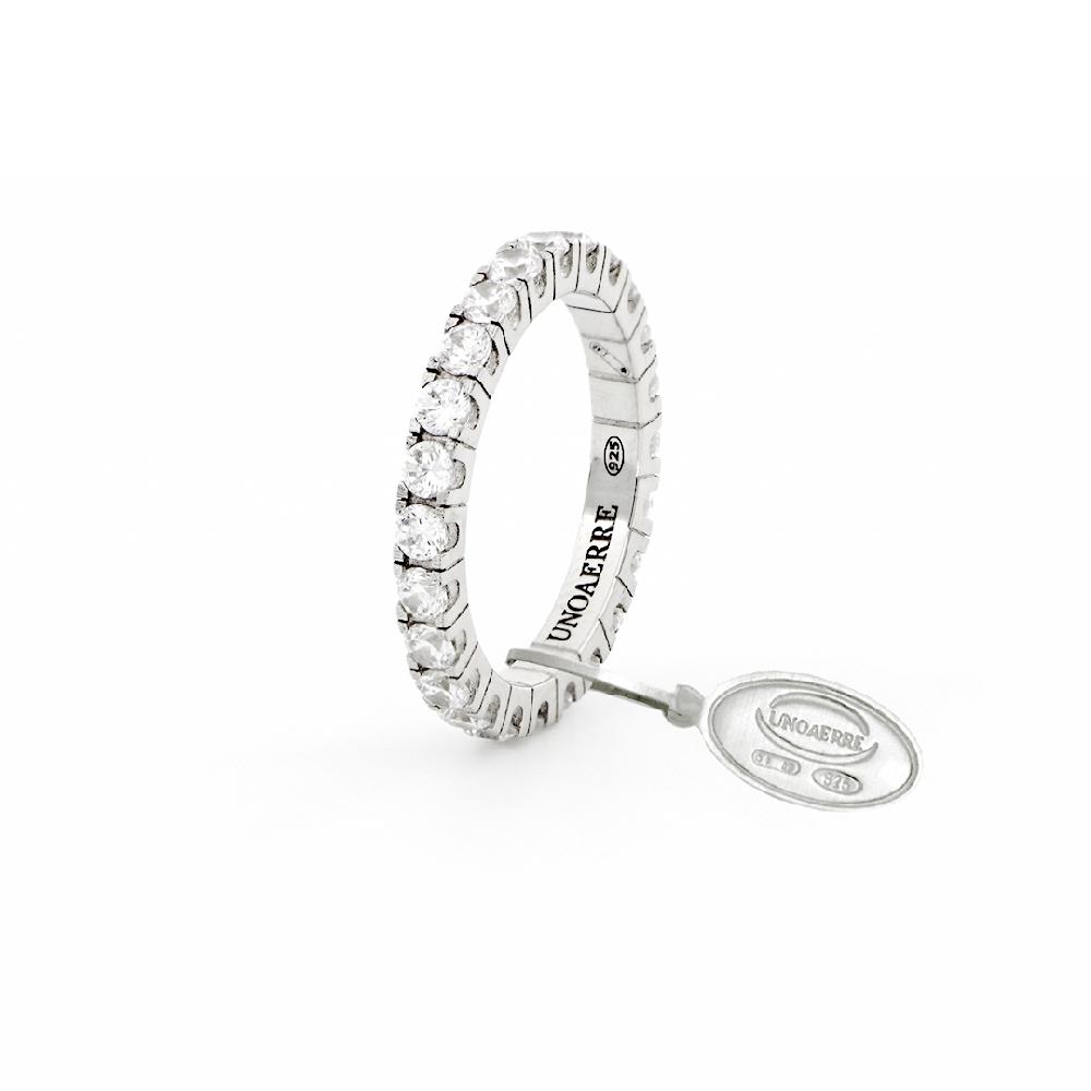 Unoaerre Anello veretta in argento e pietre zirconia cubica | UNOAERRE Gioielli In Saldo