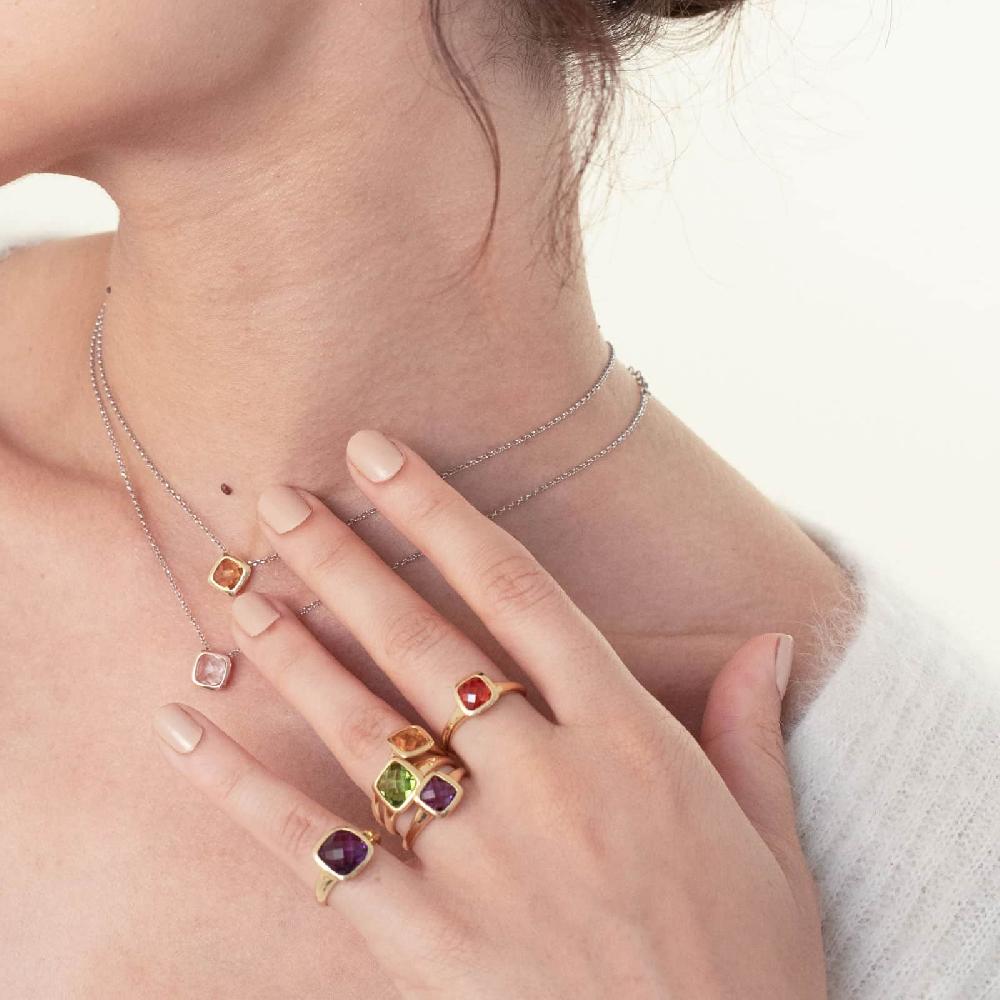 Unoaerre Anello donna argento e cristallo verde peridot | UNOAERRE Gioielli In Linea
