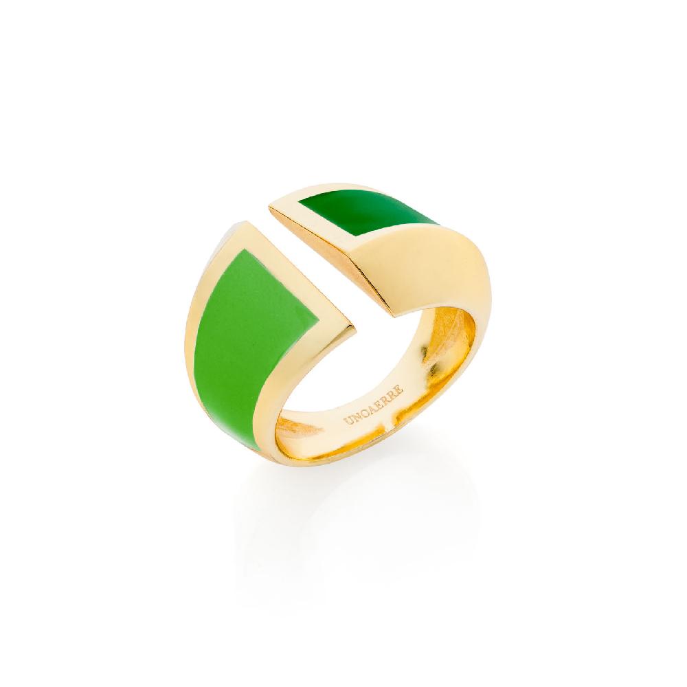 Unoaerre Anello a fascia smalto verde | UNOAERRE Gioielli Qualità Garantita