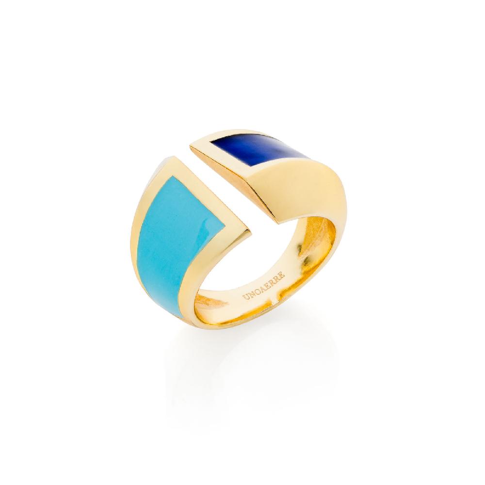 Unoaerre Anello a fascia smalto azzurro | UNOAERRE Gioielli Negozi Online