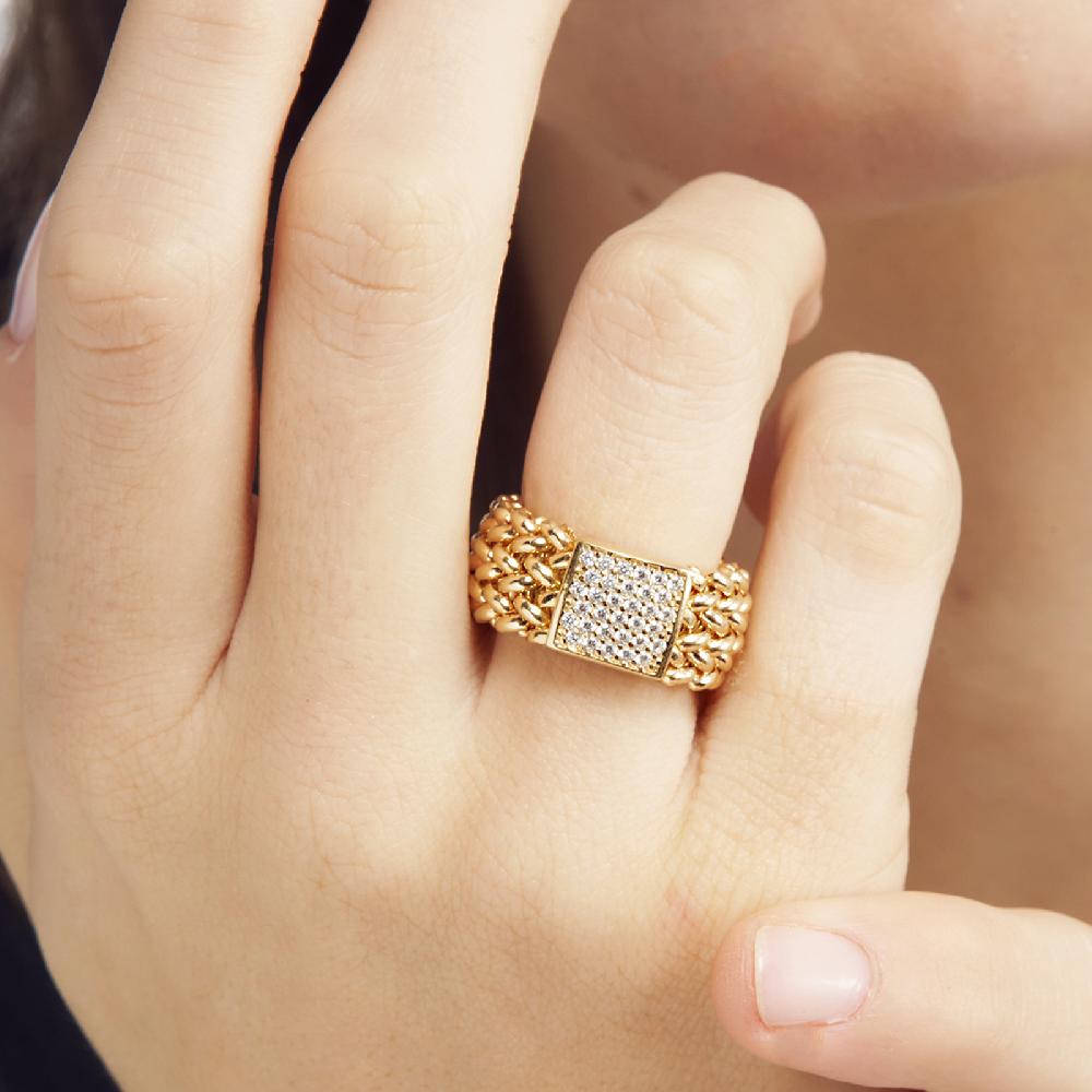 Unoaerre Anello in argento dorato e zirconi Chicco | UNOAERRE Gioielli Presa
