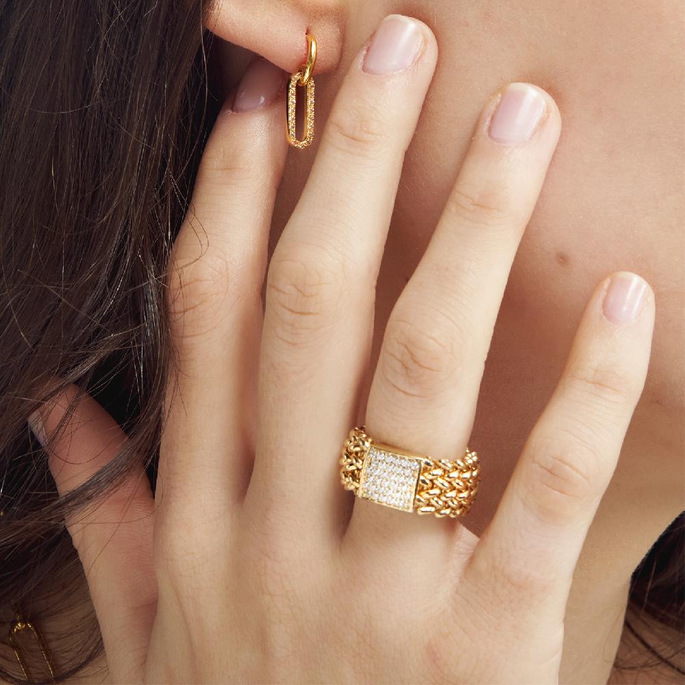 Unoaerre Anello in argento dorato e zirconi Chicco | UNOAERRE Gioielli Presa