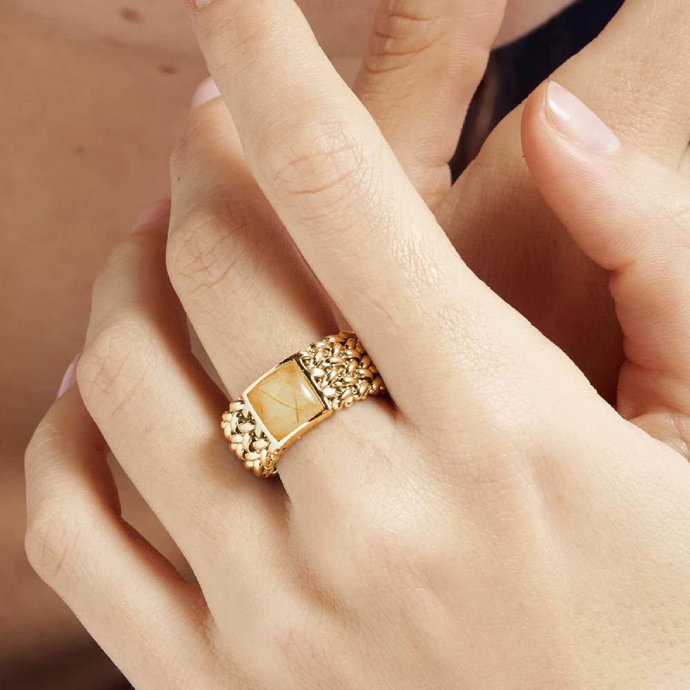 Unoaerre Anello in argento con Quarzo naturale giallo Chicco | UNOAERRE Gioielli Offerte stagionali