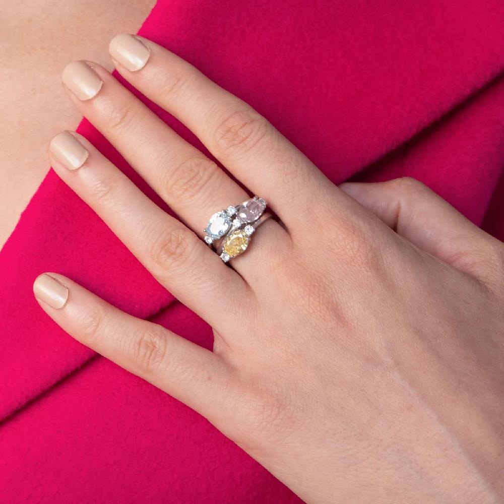 Unoaerre Anello solitario in argento con cubic zirconia azzurra | UNOAERRE Gioielli Vendite Flash