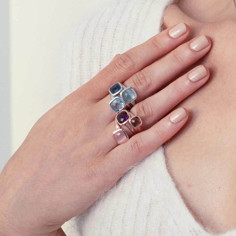 Unoaerre Anello donna Unoaerre in argento rosa e cristallo fumé | UNOAERRE Gioielli Soddisfazione Garantita