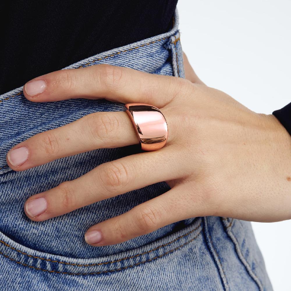 Unoaerre Anello in bronzo a fascia bombata rosa | UNOAERRE Gioielli Negozi Online