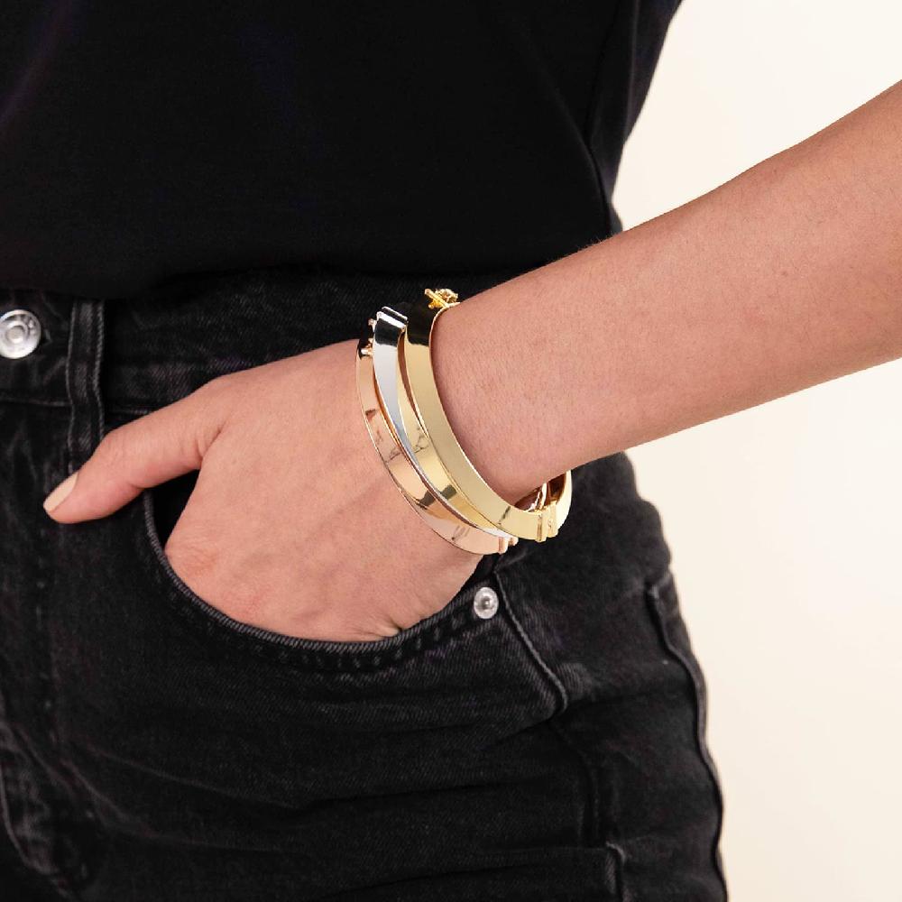 Unoaerre Bracciale dorato rosa rigido a tubo triangolare da donna | UNOAERRE Gioielli Prezzo Ridotto