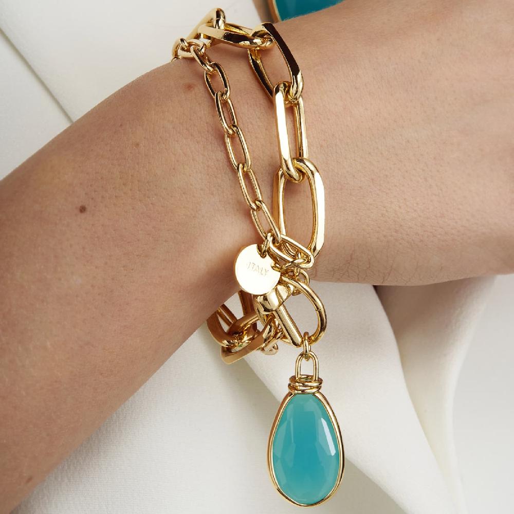 Unoaerre Bracciale in bronzo dorato cristallo turchese | UNOAERRE Gioielli Novità