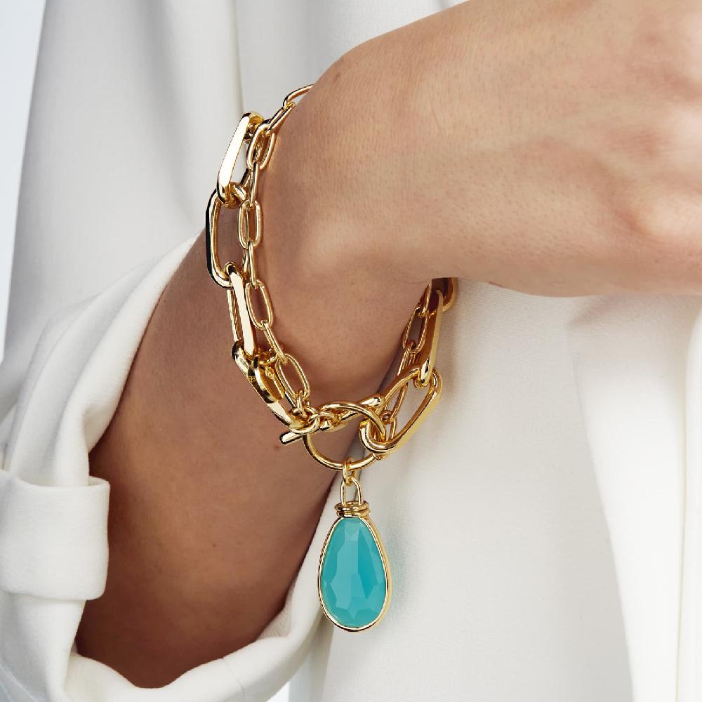 Unoaerre Bracciale in bronzo dorato cristallo turchese | UNOAERRE Gioielli Novità