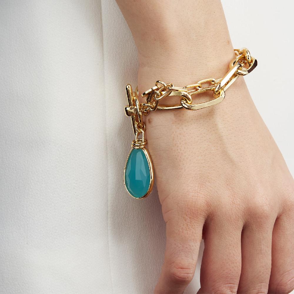 Unoaerre Bracciale in bronzo dorato cristallo turchese | UNOAERRE Gioielli Novità