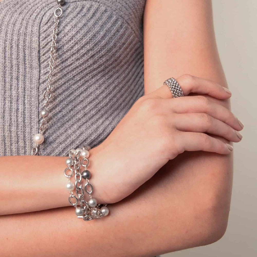 Unoaerre Unoaerre Bracciale in argento con perle bianche | UNOAERRE Gioielli Presa