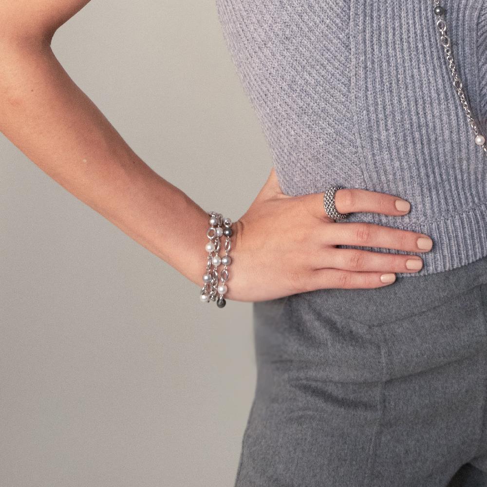 Unoaerre Unoaerre Bracciale in argento con perle bianche | UNOAERRE Gioielli Presa