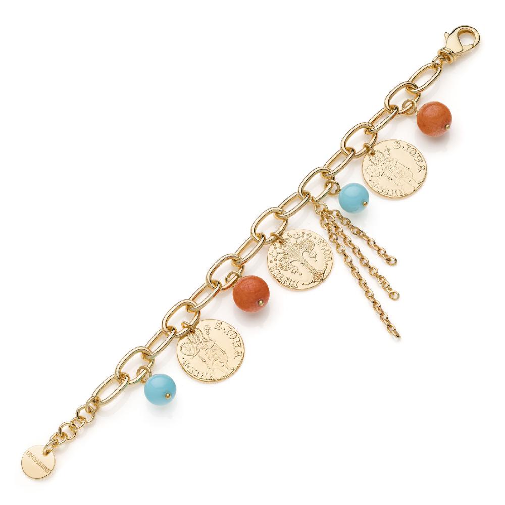 Unoaerre Bracciale in bronzo dorato con charms | UNOAERRE Gioielli Online