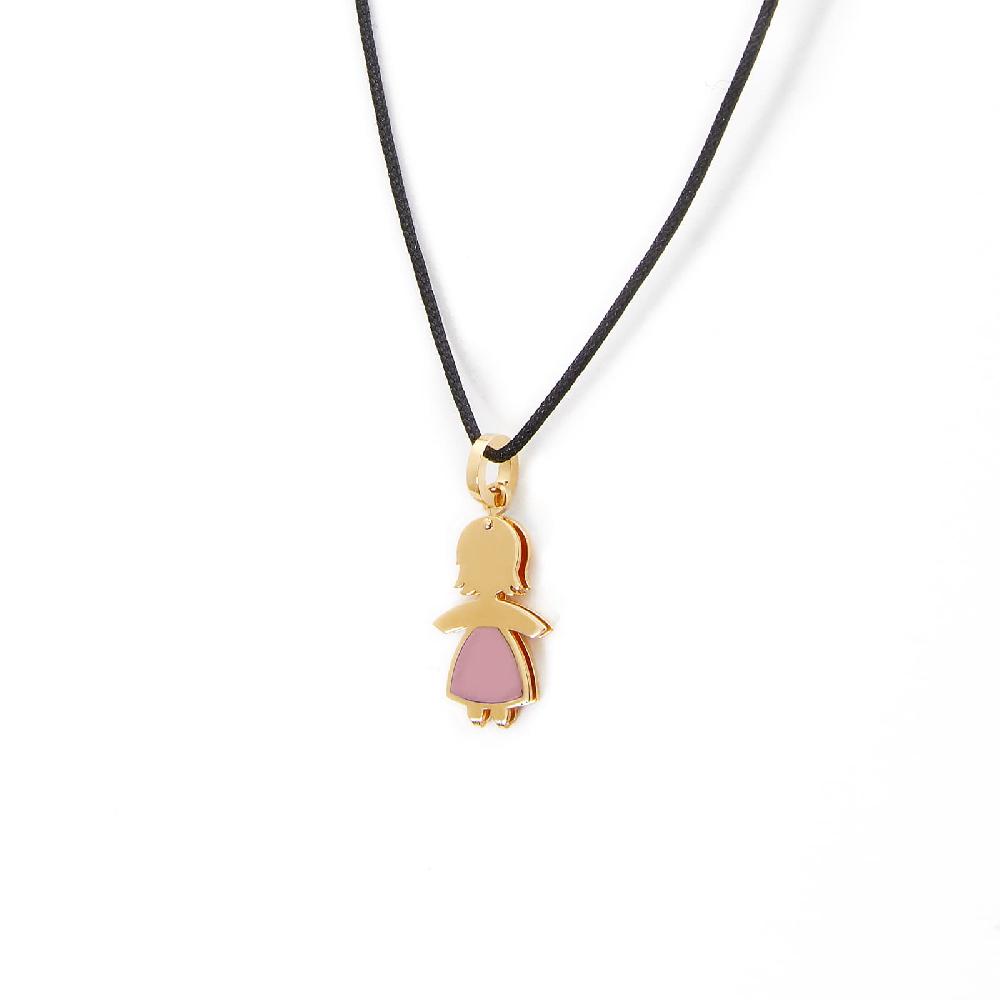 Unoaerre Collana con pendente in oro e smalto rosa bimba | UNOAERRE Gioielli Rilascio limitato